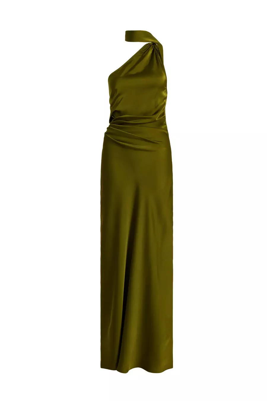 Olive Satin Wrap Neck Maxi Dress | Quiz Clothing
