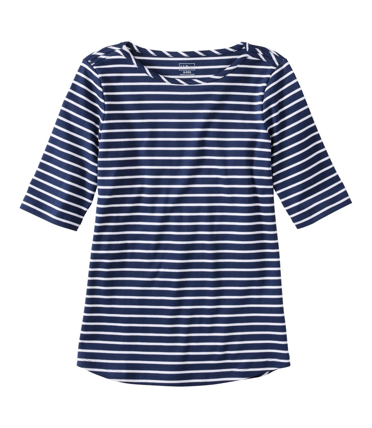 Women's Pima Cotton Tee, Elbow-Sleeve Boatneck Stripe | L.L. Bean