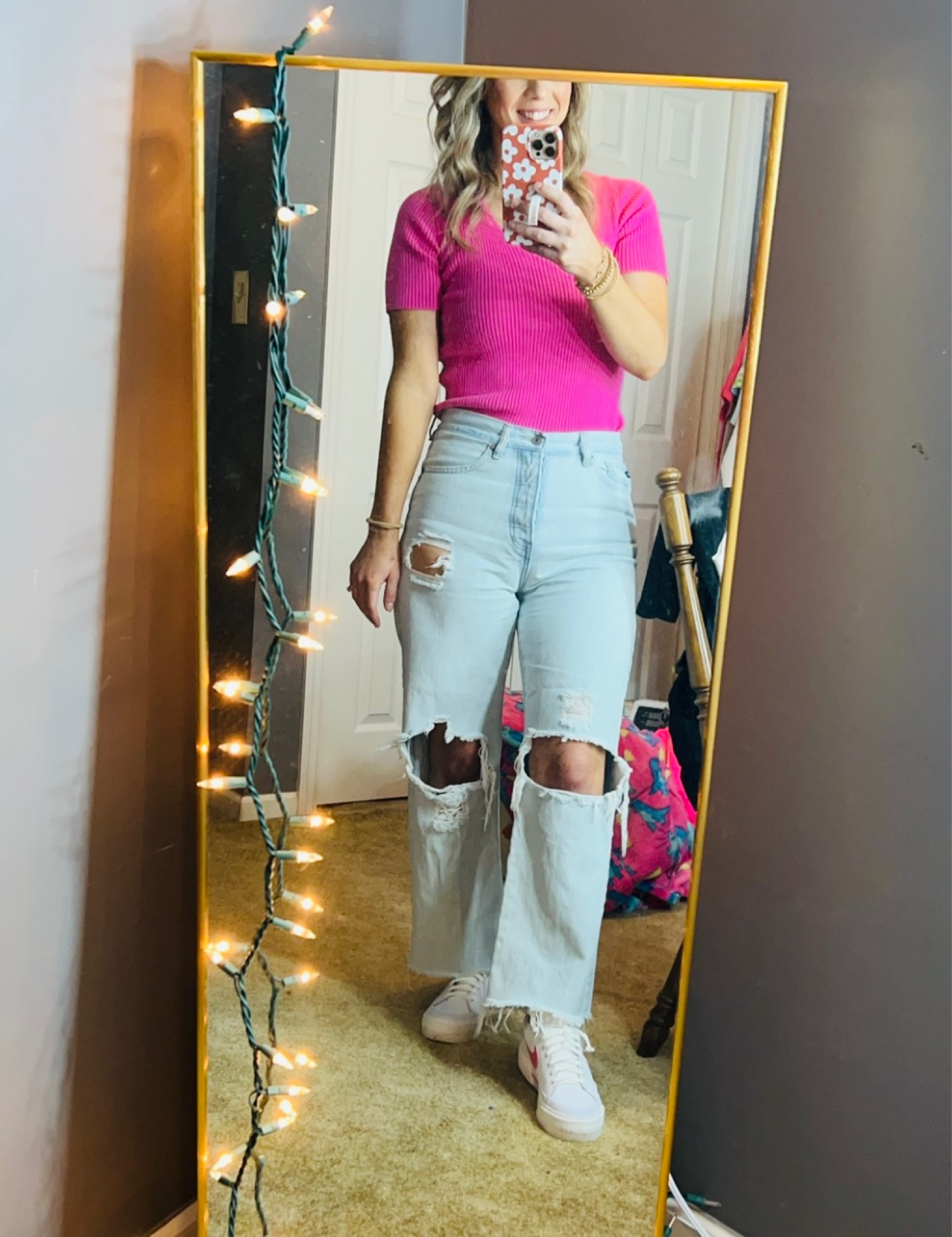 Wish I could link the pants they are from a boutique such a great fit!! This shirt was a great unexpected Amazon find. 🌺

Size Medium 
Clip that 20% off coupon 🎟️

#LTKfindsunder50 #LTKSeasonal #LTKMostLoved