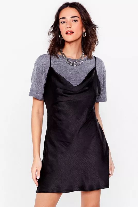 Petite Satin Cowl Neck Mini Dress | Nasty Gal (US)