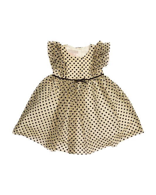 Toddler Girl Ruffled Bodice With Polka Dot Mesh Dress | TJ Maxx