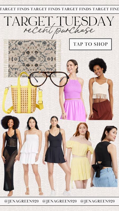 Target Tuesday | Crochet Fringe Top | Mesh Coverup | Athletic Dress | Blue Light Glasses | Bubble Hem Dress | Tie Back Tank Top | Spring Outfit 

#LTKstyletip #LTKfindsunder50 #LTKitbag