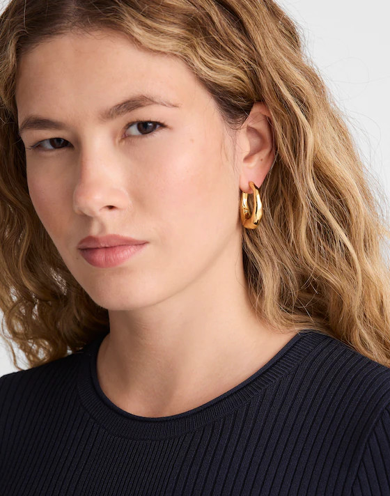 Hammered Puffy Medium Hoop Earrings | Madewell