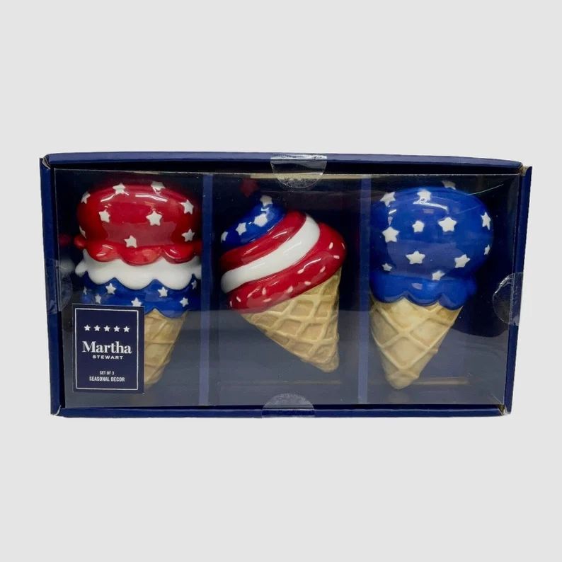 Martha Stewart Patriotic July 4th Ice Cream Set Cones Decor Independence Day - Etsy | Etsy (US)