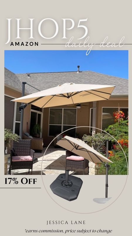 Amazon daily deal, save 17% on this outdoor patio umbrella. Amazon deal, Amazon home, Amazon patio, Amazon furniture, patio furniture, outdoor umbrella

#LTKHome #LTKSaleAlert #LTKSeasonal