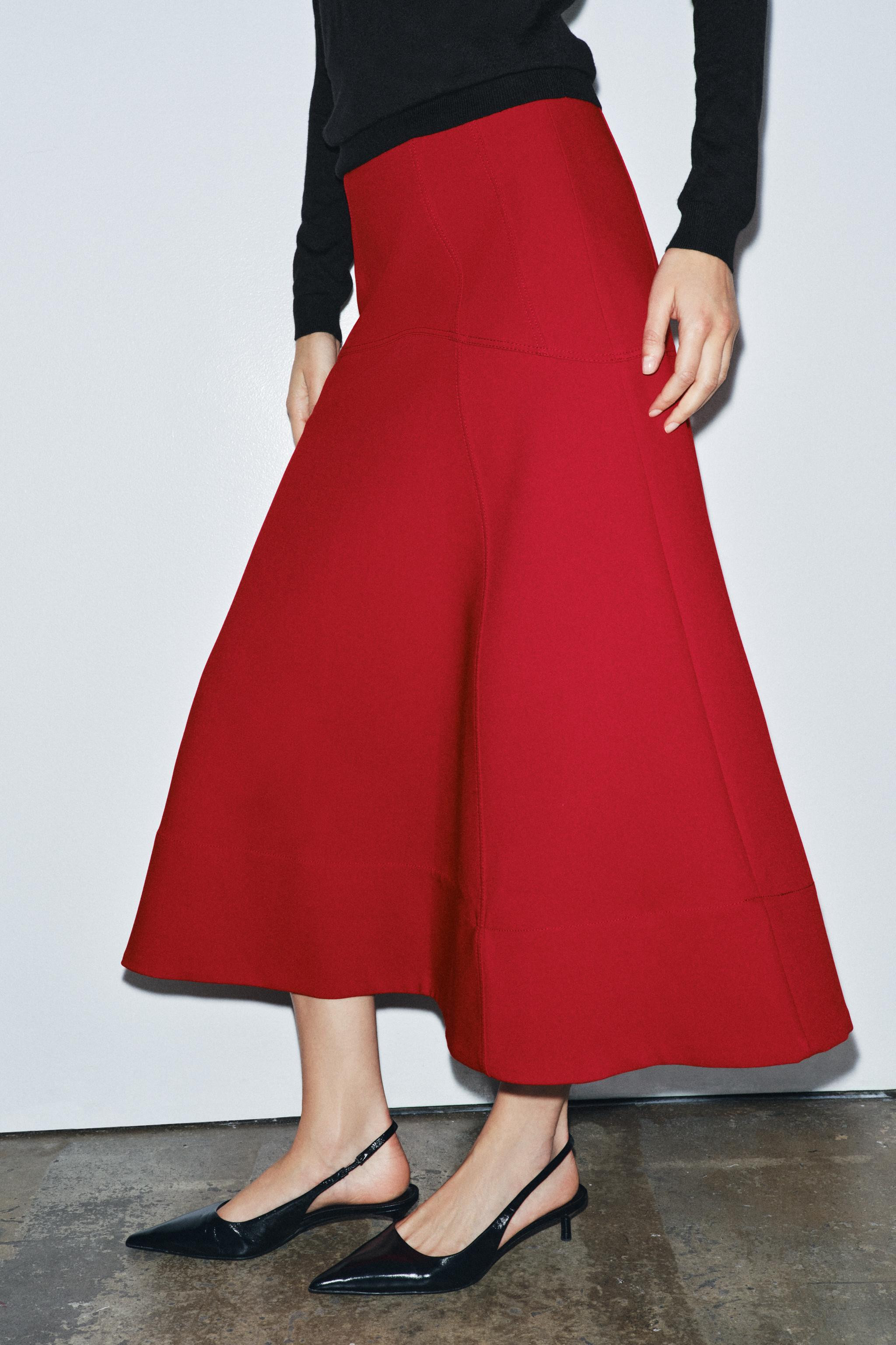 ZW COLLECTION CAPE MIDI SKIRT | Zara US