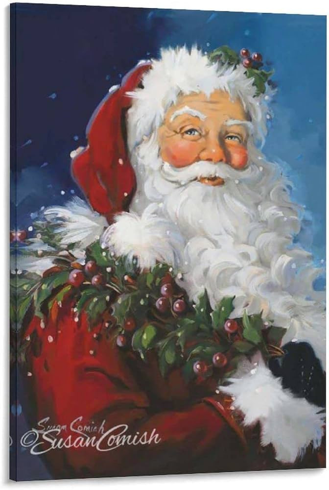 Berry Santa in Gray by Poster Susan Comish Art Painting Poster (3) Canvas Painting Posters and Pr... | Amazon (US)