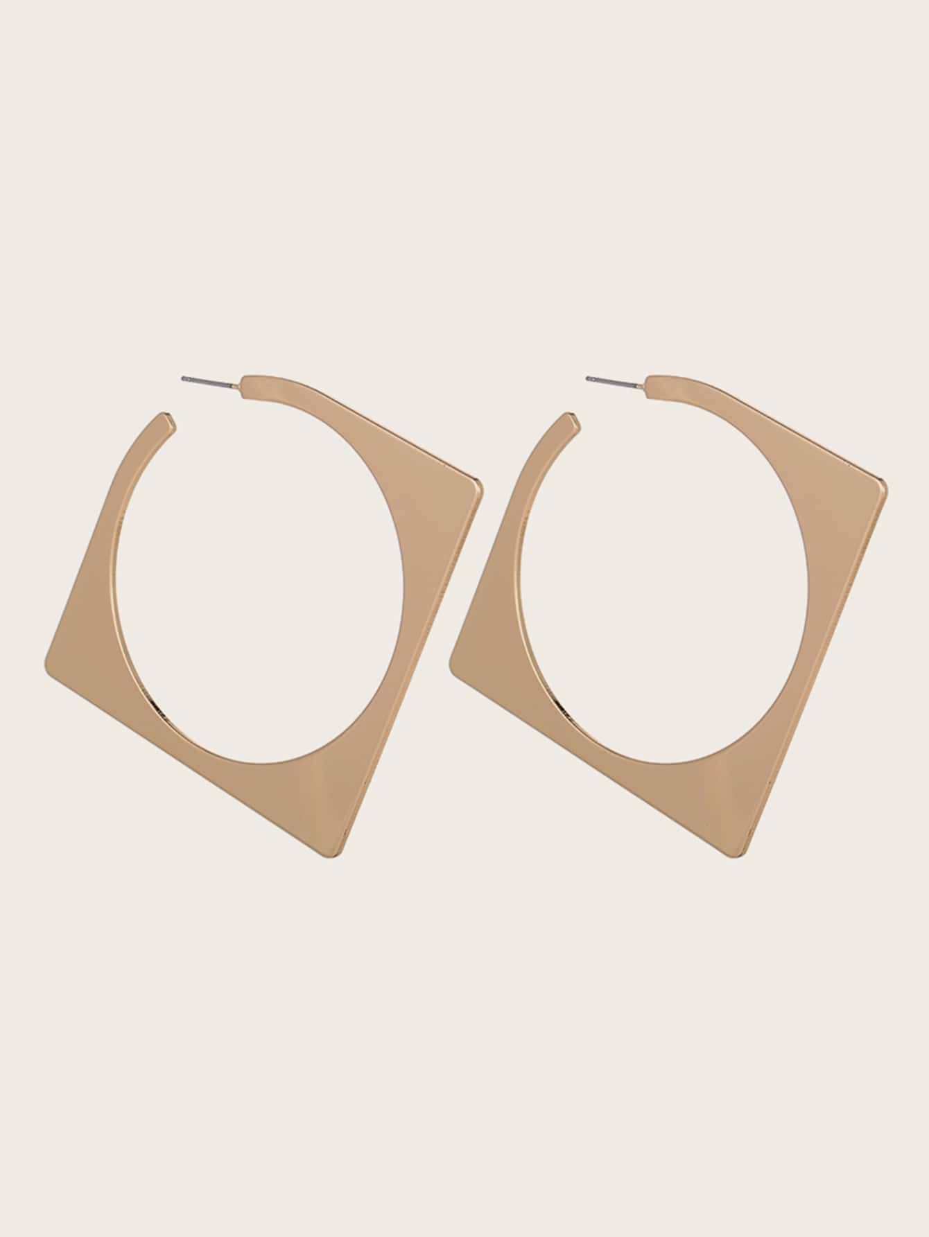 1pair Geometric Shaped Hoop Earrings | SHEIN