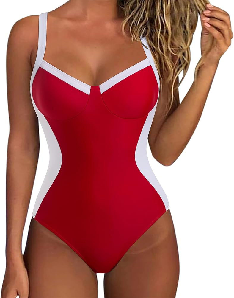 SUUKSESS Womens Tummy Control One Piece Swimsuit Sexy Crisscross Back Bathing Suit | Amazon (US)