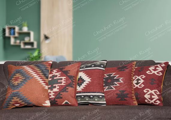 5 Set of Vintage Kilim Pillow Home Decor Handwoven Turkish - Etsy | Etsy (US)