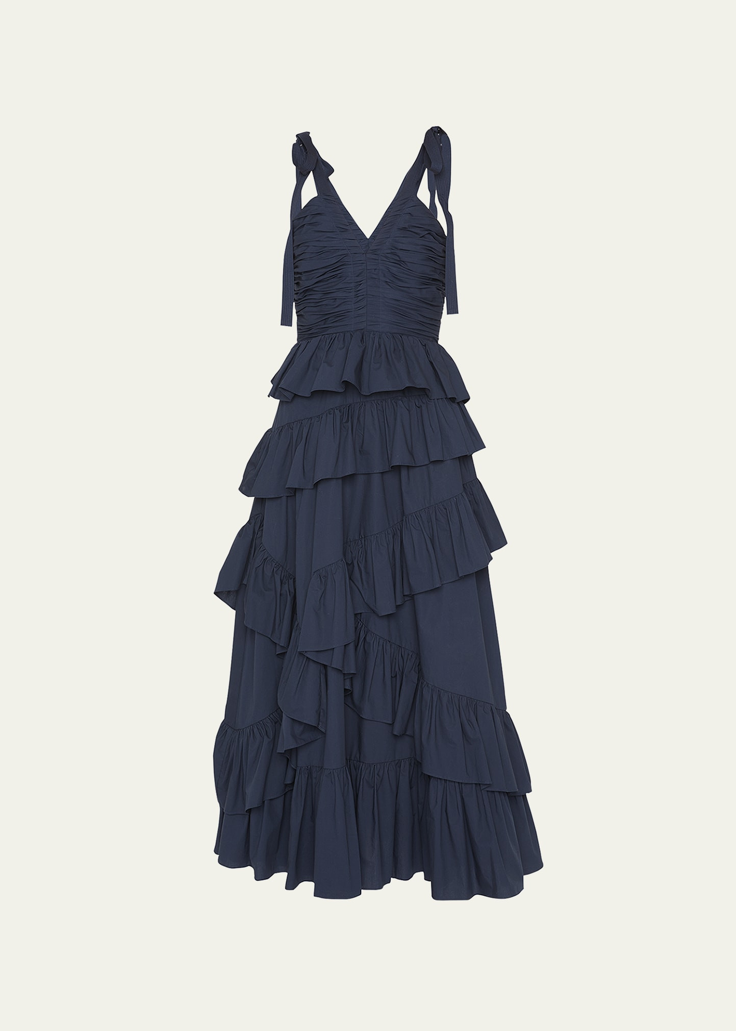 Ulla Johnson Candace Tie-Shoulder Asymmetric Ruffle Midi Dress | Bergdorf Goodman