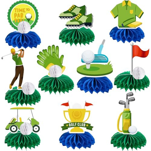 KOCKUU Golf Party Decorations, 15 Pcs Double-sided Golf Honeycomb Centerpieces Table Decor Cake Topper for Birthday Shower Sports Club Anniversary Party Supplies Favors | Amazon (US)