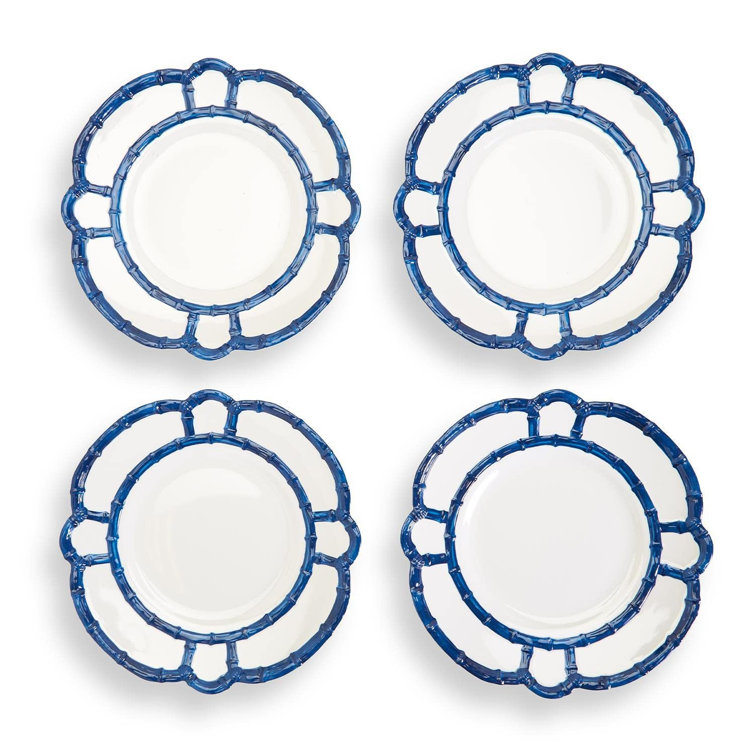 Two's Company Set of 4 Blue Bamboo Touch Dinner Plate | Amazon (US)