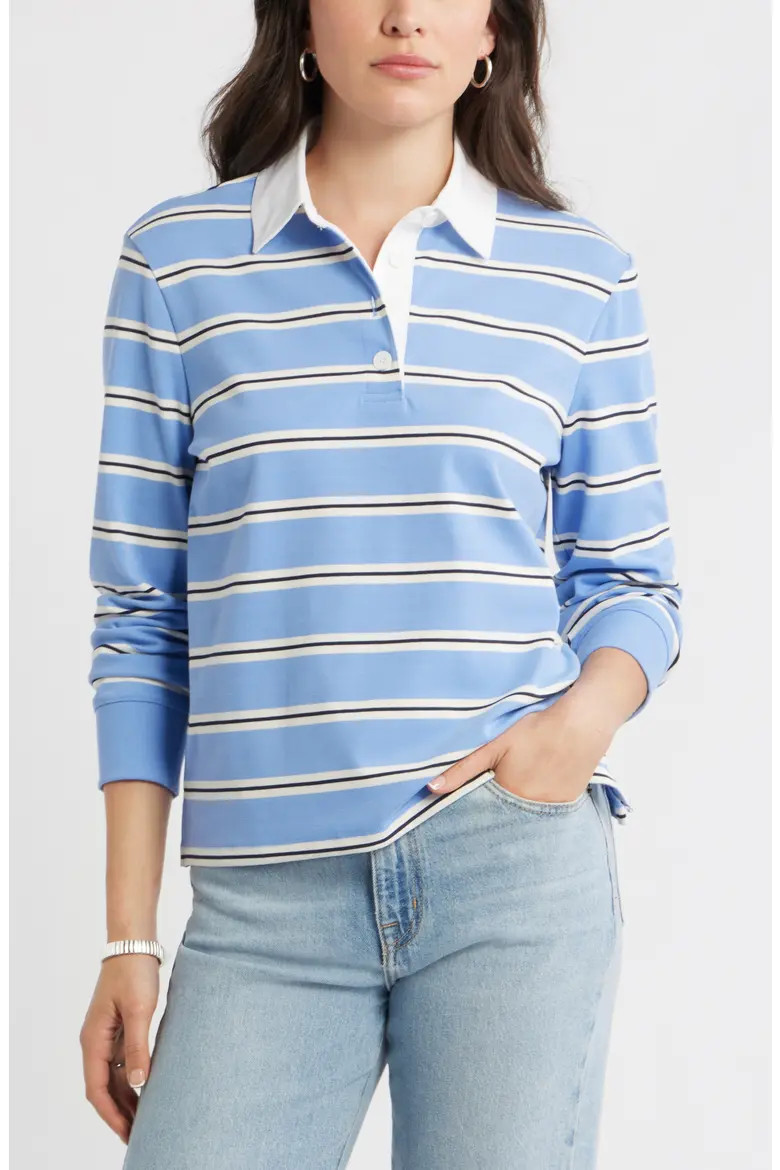 Stripe Long Sleeve Rugby Polo (Women) | Nordstrom | Nordstrom