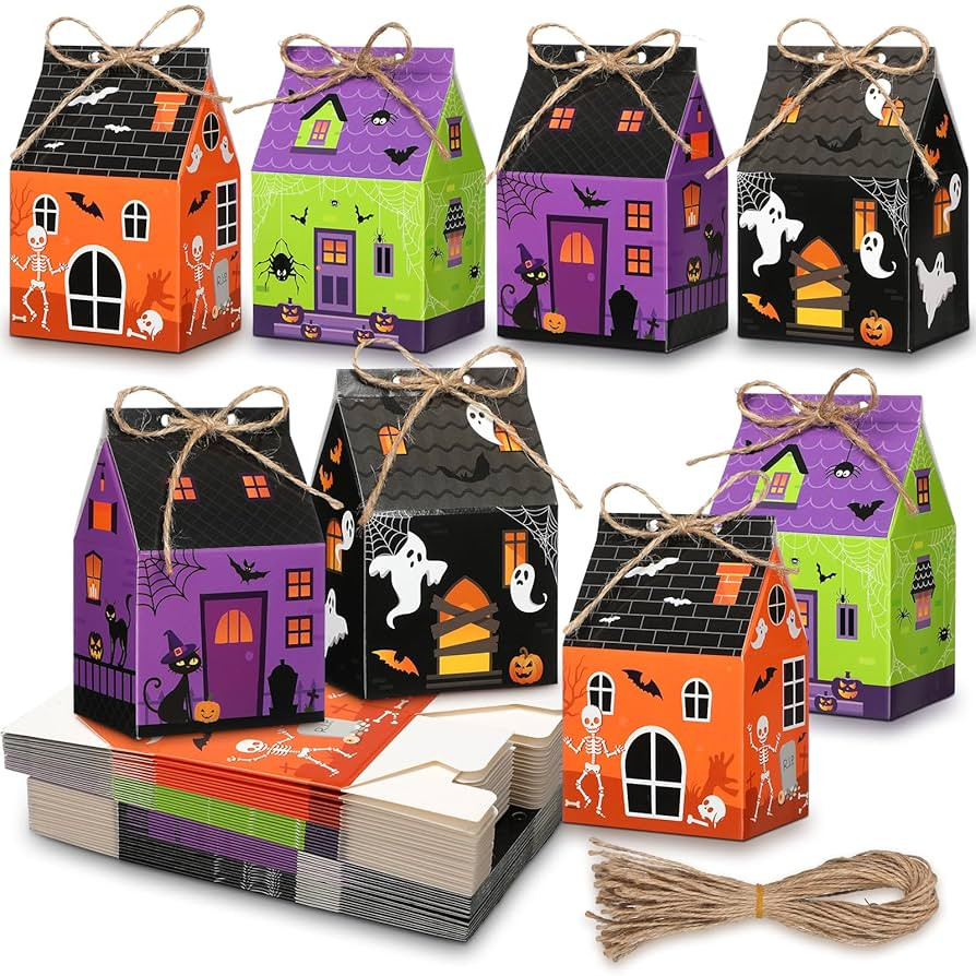 Zhanmai 48 Pcs Halloween Candy Treat Boxes Castle House Mini Halloween Party Favor Box Small Pape... | Amazon (US)