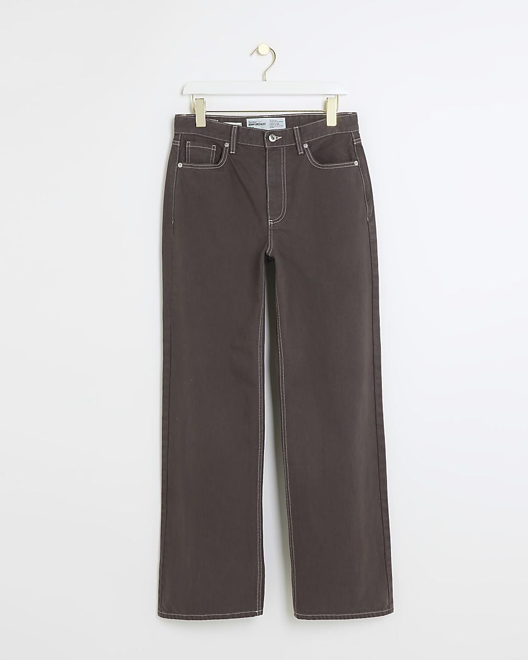 Brown high waisted relaxed straight fit jeans | River Island (UK & IE)