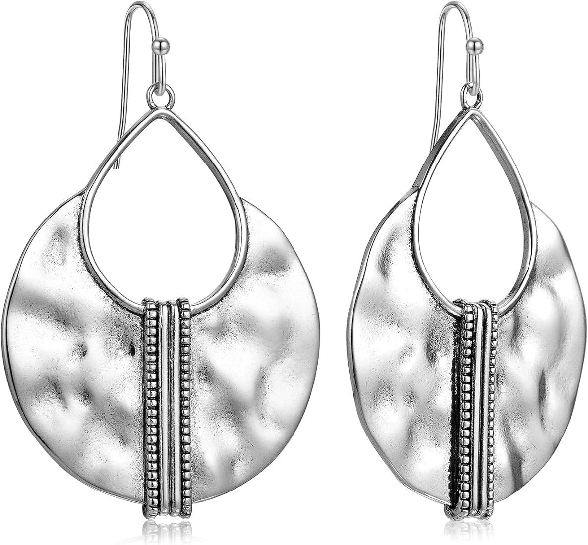 AllenCOCO Boho Gold And Silver Ethnic Hammered Crescent Dangle Earrings for Women Hypoallergenic Jew | Amazon (US)
