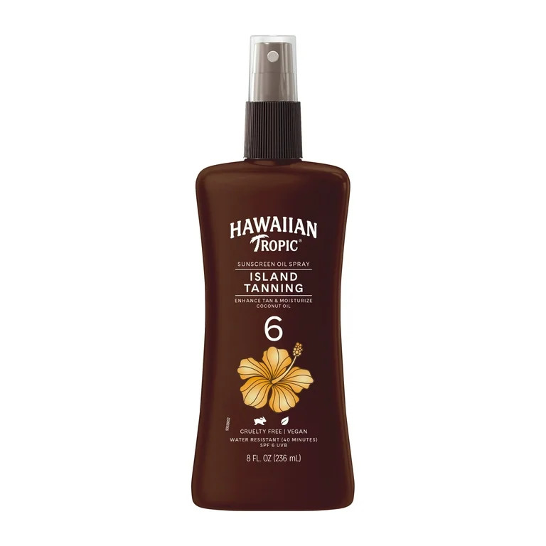Hawaiian Tropic Island Tanning Sunscreen Oil Spray, SPF 6, Moisturize Coconut Oil, 8 FL OZ - Walm... | Walmart (US)