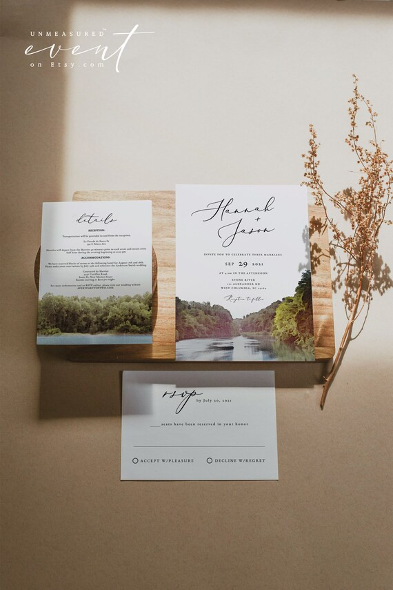 RIVER Wedding Invitation Template Suite Outdoor Wedding | Etsy | Etsy (US)