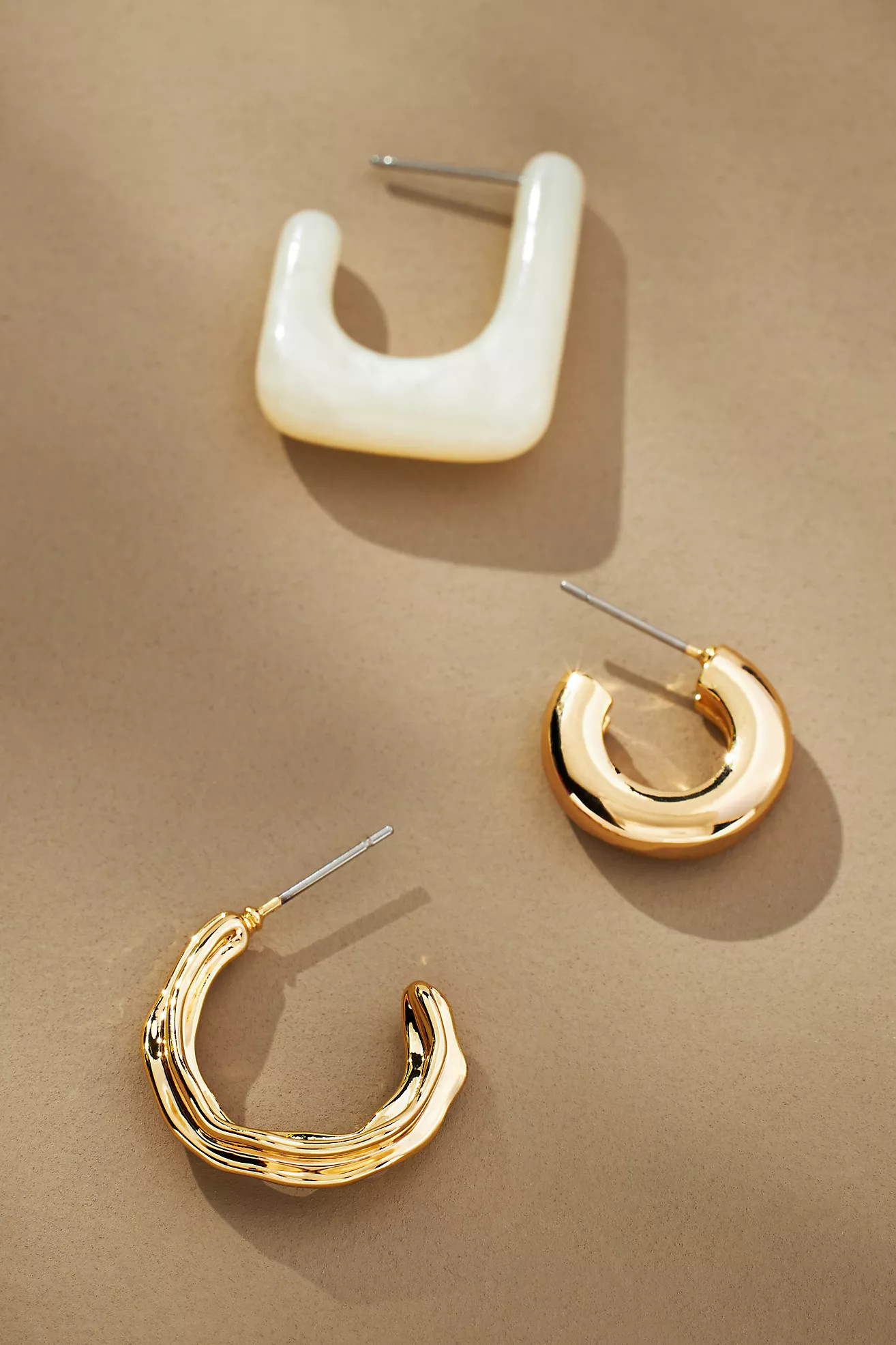 Resin & Metal Huggie Earrings, Set of 3 | Anthropologie (US)