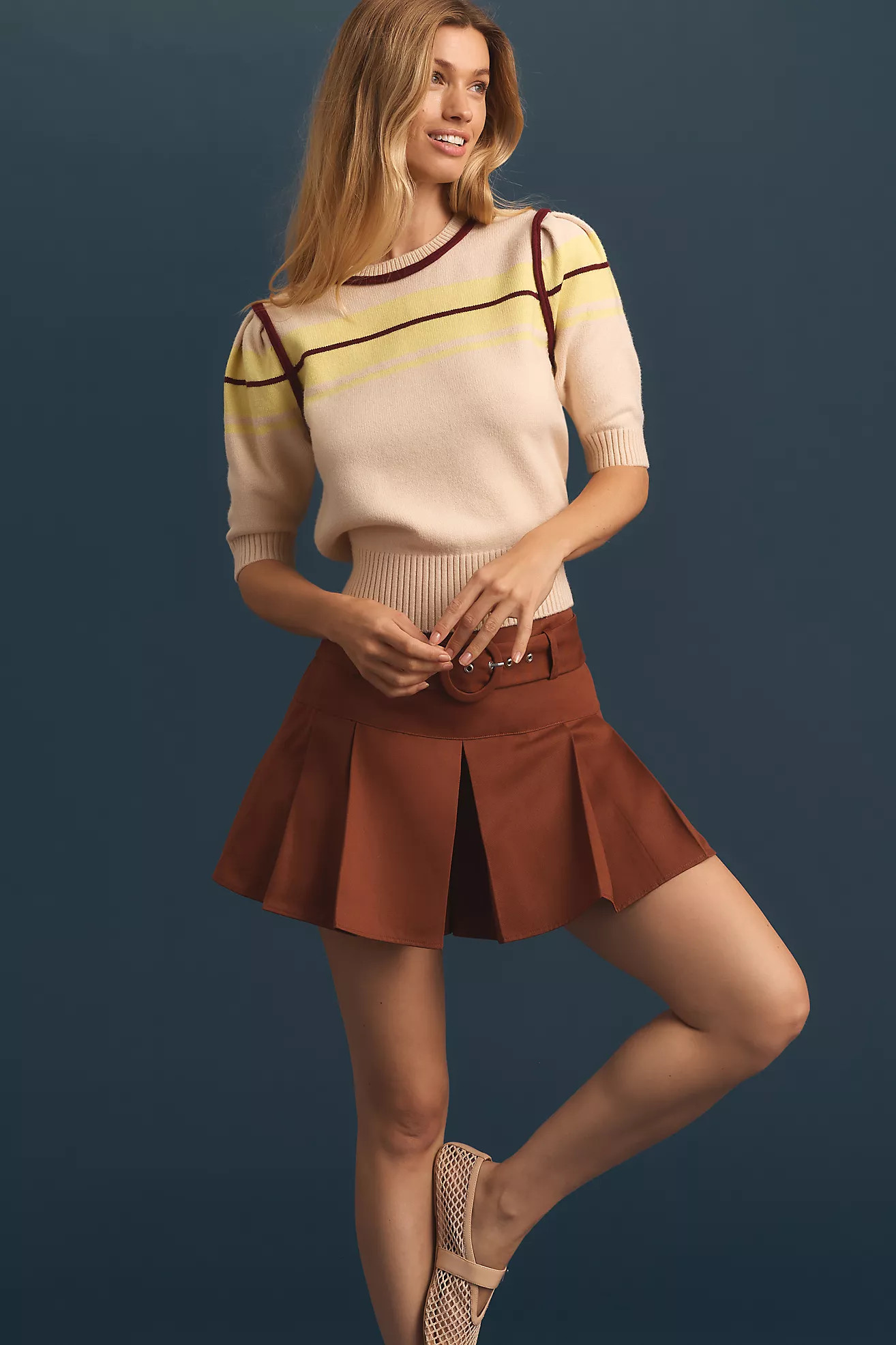 English Factory Puff-Sleeve Striped Sweater | Anthropologie (US)