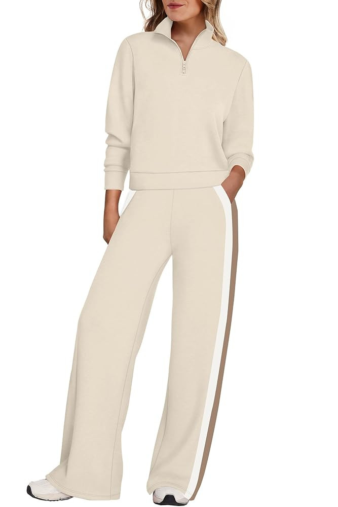 WIHOLL Women 2 Piece Outfits Airport Travel Vacation Sweatsuits Wide Leg Pants Lounge Set 2025 Fa... | Amazon (US)