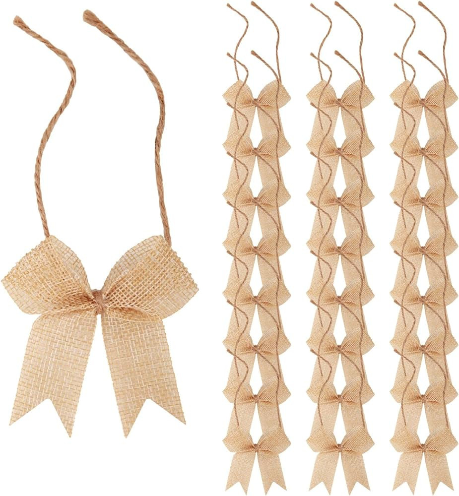 24 Pcs 3 Inch Mini Buffalo Plaid Check Burlap Ribbon Bow Small Bows for Applique Embellishment Cr... | Amazon (US)