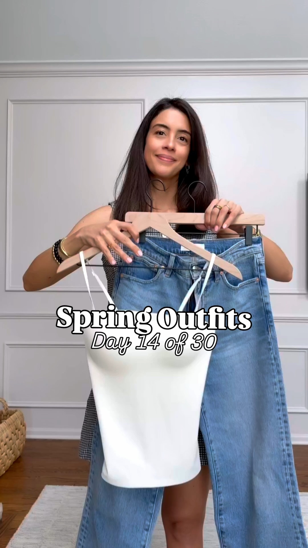 30 days of spring outfits day 14

Super basic look with this built-in tank (again!!! It’s been on repeat!) and jeans, but I added these gorgeous sandals to elevate the outfit, a denim shirt for a light layer, and a raffia bag for the perfect summer touch.

Top size small
Denim shirt size small
Jeans TTS - I'm wearing a size 27
Sandals - If you are between two shoe sizes, choose the size above.

#LTKgrwm #LTKootd #LTKSeasonal