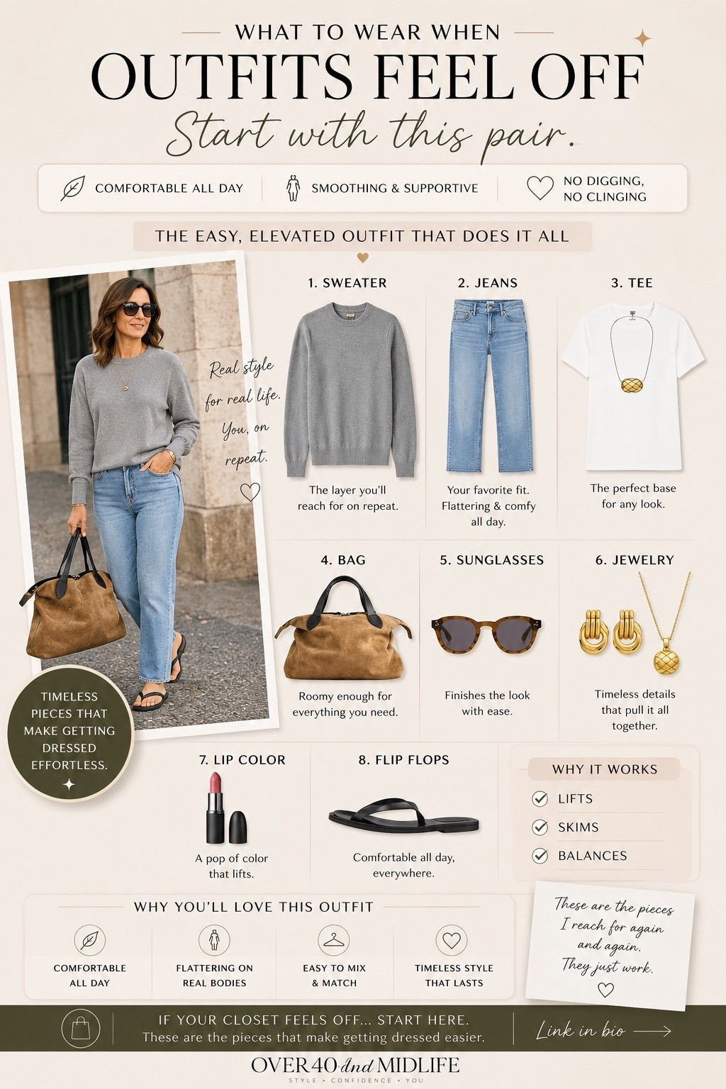 ✨Tap the bell, save and ❤️ for over 40 fashion, midlife style, midsize fashion and luxury looks for less. 

Spring casual outfit

👑"Helping you look good, feel good!" - Lindsey Denver
Spring looks, Midlife style for real women who want to feel confident again. Over 40 fashion and over 50 style that works with changing bodies, perimenopause shifts, and real life. Think midsize fashion, Gen X style and up, body confidence, and mom outfits that feel polished, comfortable, and elevated...because style over 45 and over 50 should feel effortless, not stressful.

#LTKstorytime #LTKOver40 #LTKMidsize