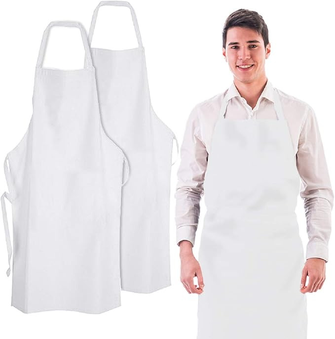 Wealuxe Professional White Bib Aprons | 32x28 Inch | White | 2 Pack | Amazon (US)