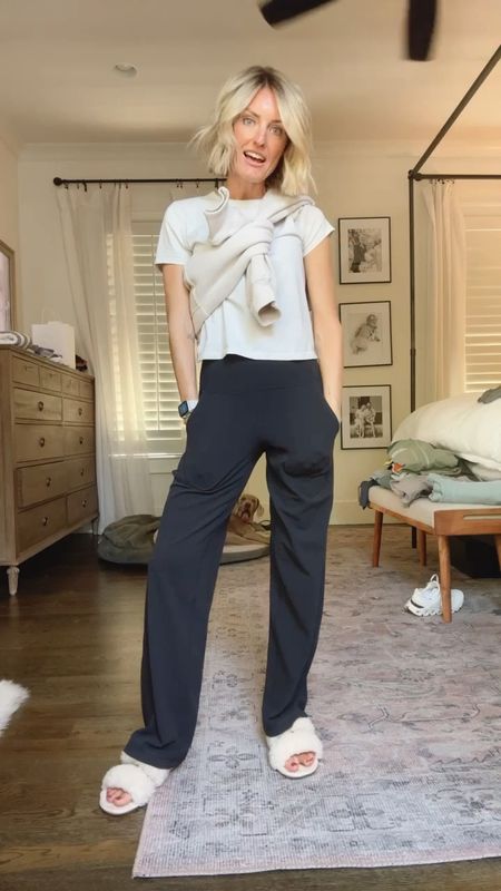 Casual outfit I wore over the weekend! I am wearing a 4 in these wide leg align pants and tee! 

Loverly Grey, fall casual outfit

#LTKstyletip #LTKSeasonal
