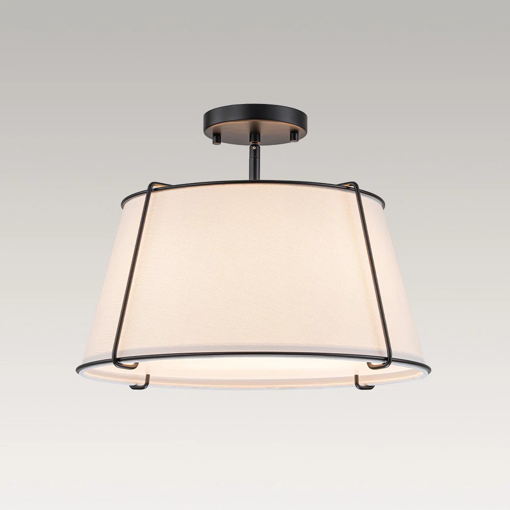 Nyjel Classical 4 - Light Linen Tapered Drum Semi Flush Mount | Wayfair North America