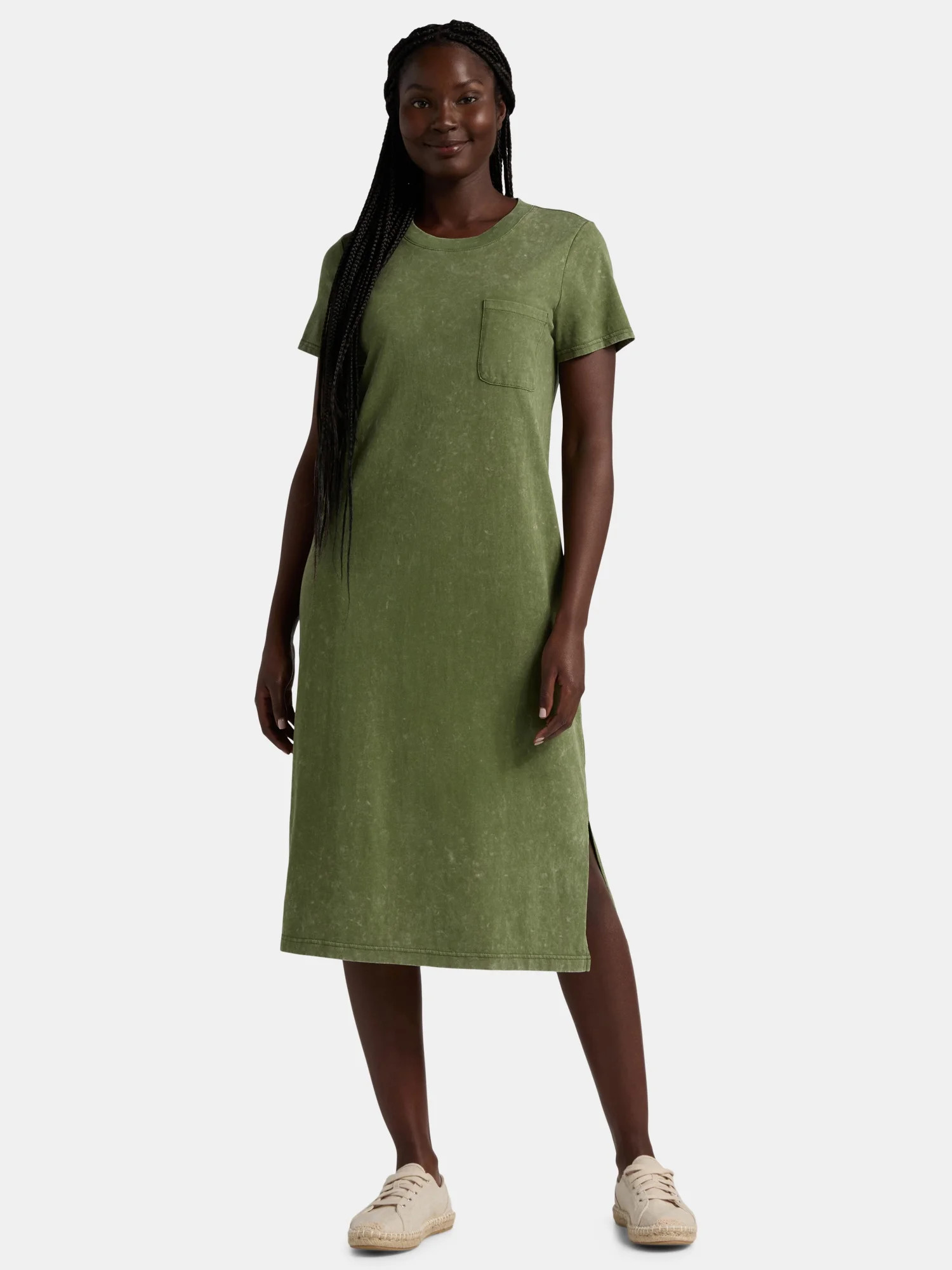 Time and Tru Women's Cotton Midi T-Shirt Dress, Sizes XS-XXXL | Walmart (US)