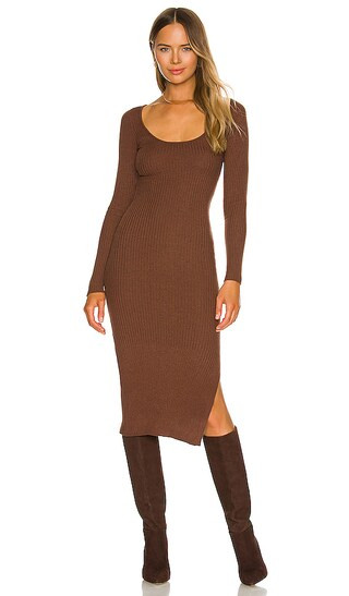Nessa Sweater Dress in Chocolate | Revolve Clothing (Global)