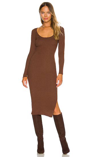 Nessa Sweater Dress in Chocolate | Revolve Clothing (Global)