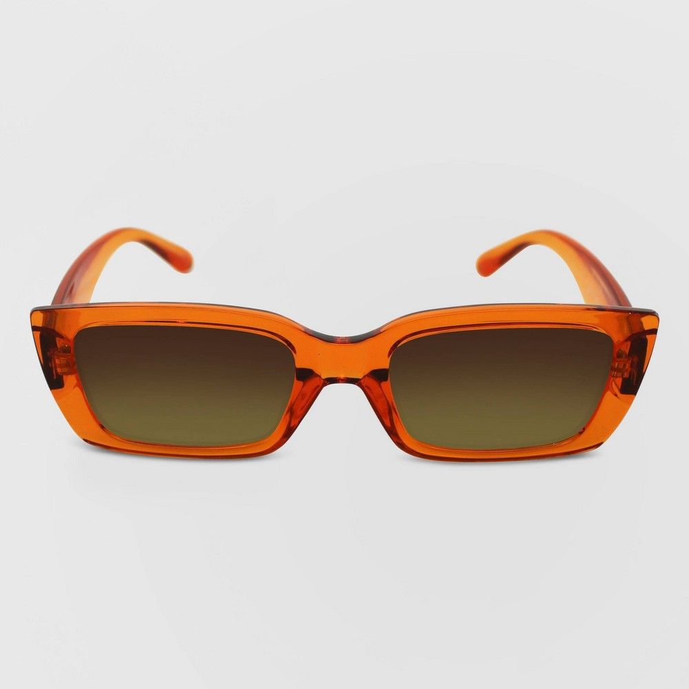 Women's Crystal Slim Rectangle Sunglasses - Wild Fable Orange | Target