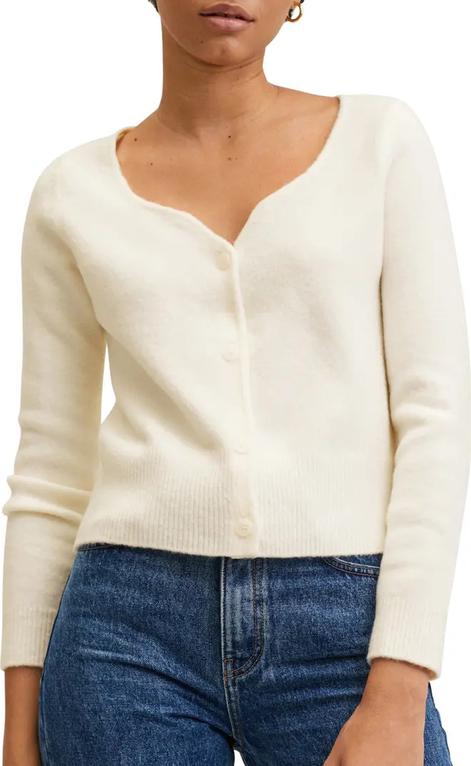 MANGO Notch Neck Cardigan Sweater | Nordstrom | Nordstrom