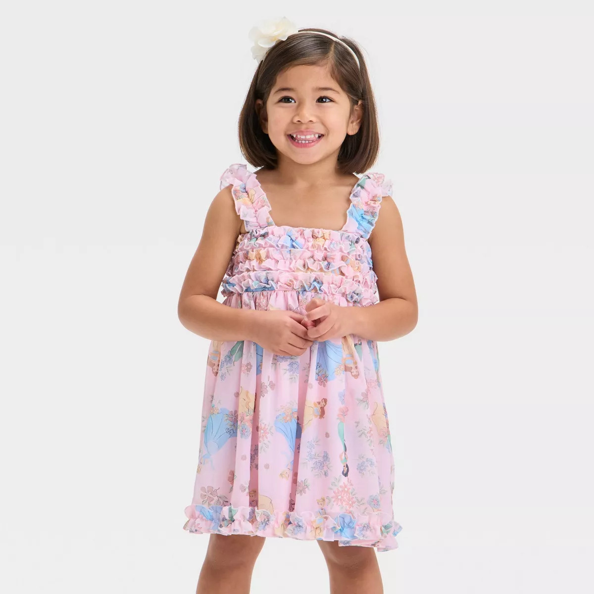Toddler Girls' Disney Princess Cinderella Belle Jasmine Chiffon Dress - Pink | Target