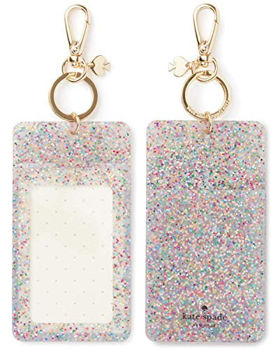 Kate Spade New York Id Badge Clip Key Chain, Sparkle Silicone Keychain Accessory and Suitcase Identifier, Multi Glitter | Amazon (US)