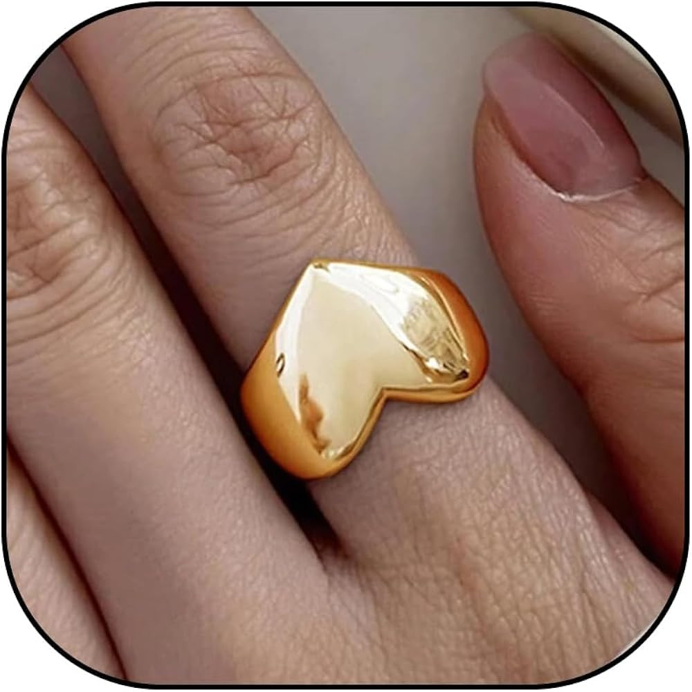 Harry and Henry Chunky Rings for Women Adjustable Thick Heart Ring Stackable Rings for Women Tren... | Amazon (US)