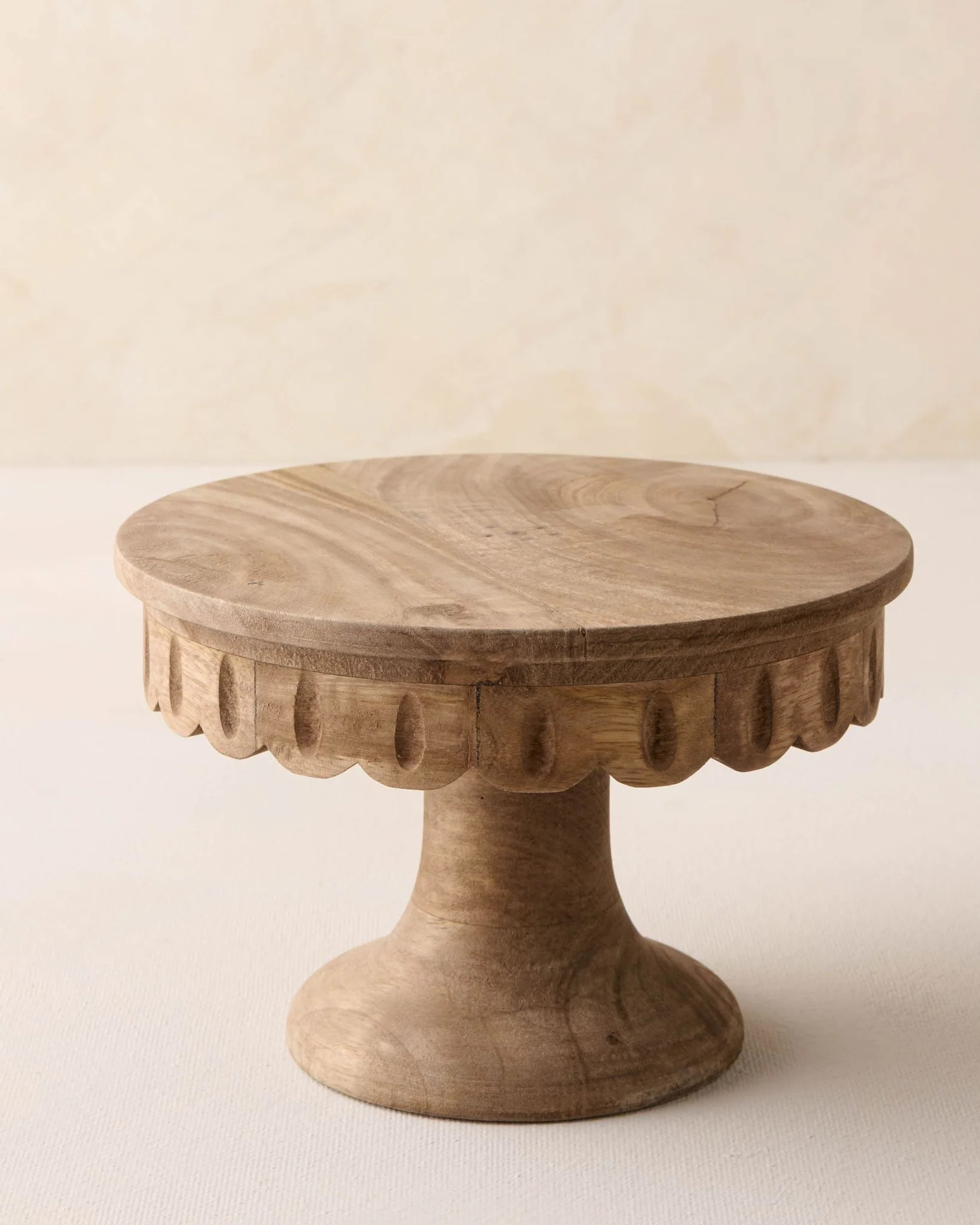 Antiqued Wood Scalloped Cake Stand | Magnolia