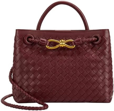 Woven Tote Bag for Women Leather Shoulder Handbag Designer Top Handle Purses | Amazon (US)