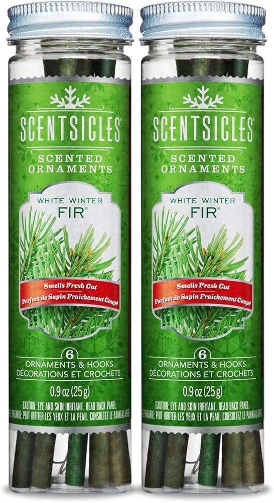 Scentsicles White Winter Fir Scented Christmas Tree Ornaments - 2 Bottles (12 Sticks Total) | Amazon (US)