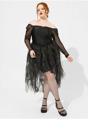 Hi-Low Off Shoulder Black Dress | Torrid (US & Canada)