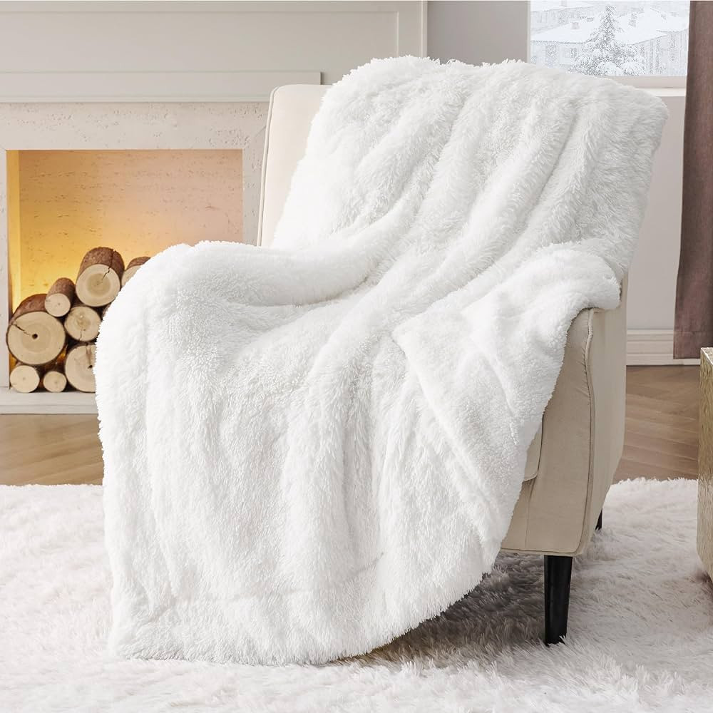 Bedsure Faux Fur White Blanket Twin Size for Couch – Soft, Fuzzy, Fluffy, and Shaggy Blankets, ... | Amazon (US)