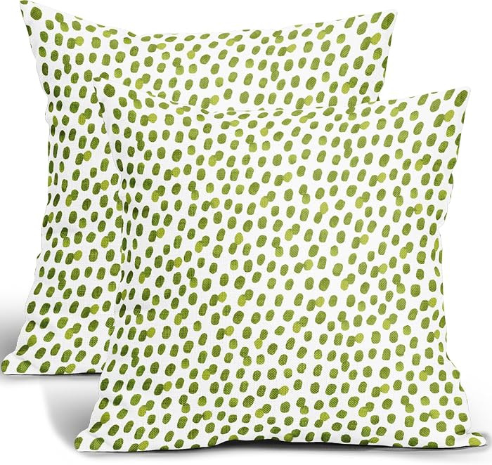 Boho Sage Green and White Pillowcase Set of 2 Green Boho Throw Pillows Square 18x18 Inch Bohemian... | Amazon (US)