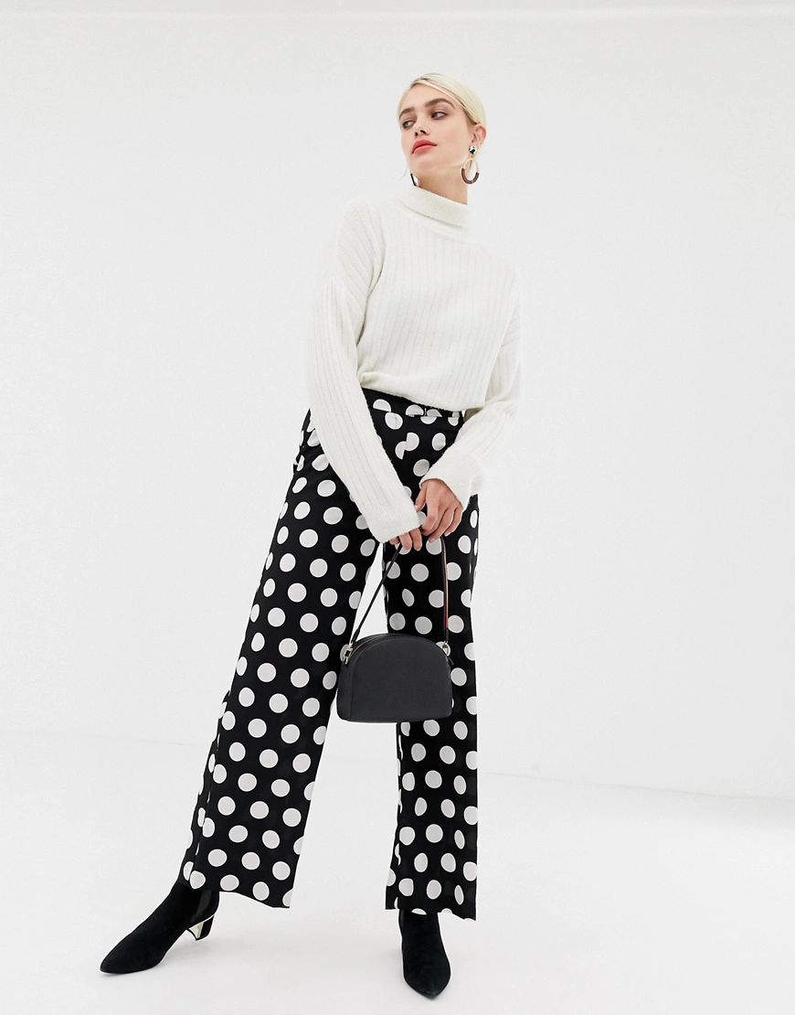 Selected Frosa polka dot wide leg trousers-Black | ASOS (Global)