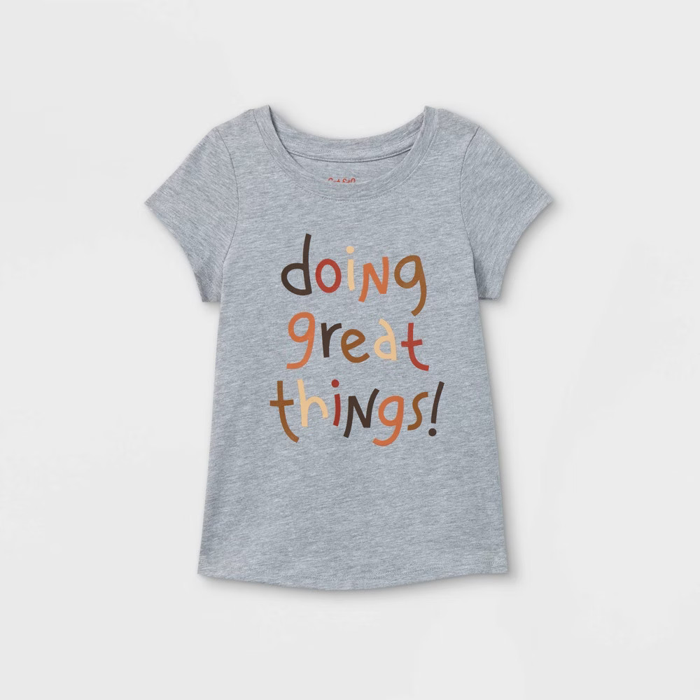 Toddler Girls' 'Doing Great Things' Short Sleeve T-Shirt - Cat & Jack™ Light | Target