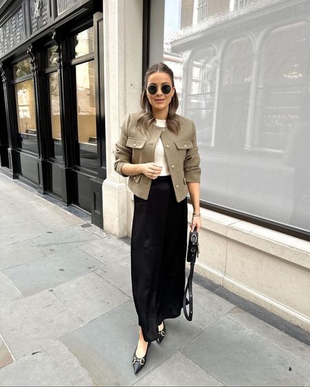 Spring Outfit, H&M Satin Skirt, & Other Stories Blazer, Mango Top, Songmont Bag, Ray-ban Sunglasses, Gucci Ballet Flat 

#LTKeurope #LTKspring #LTKstyletip