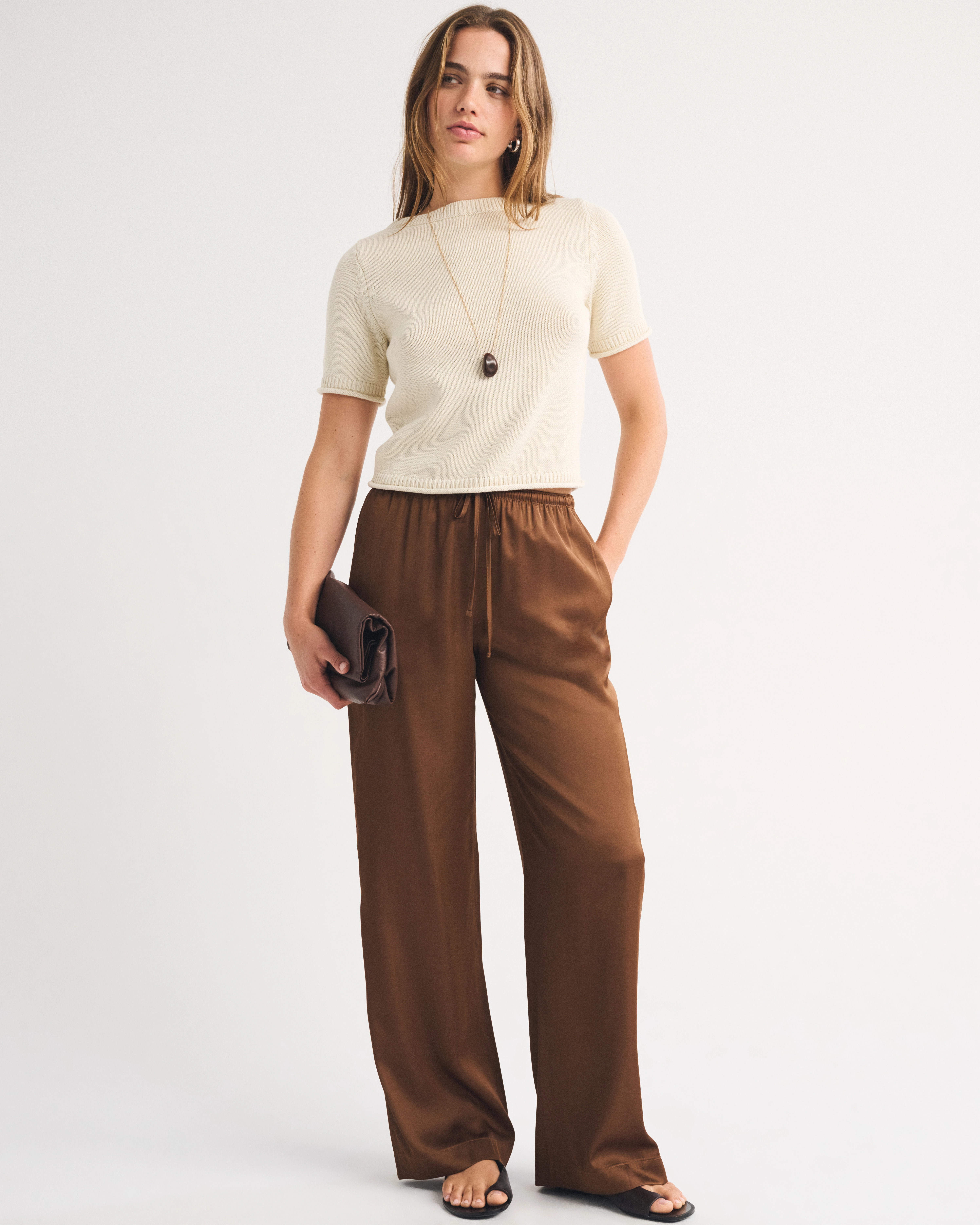 A&F Gemma Satin Wide Leg Pull-On Pant | Abercrombie & Fitch (US)